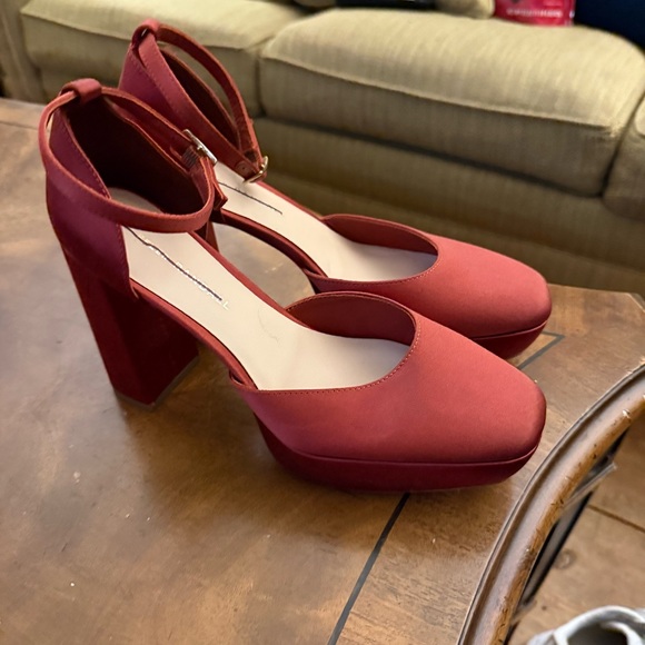 Loeffler Randall Selina satin closed toe ankle strap platforms "rust" - Picture 8 of 15